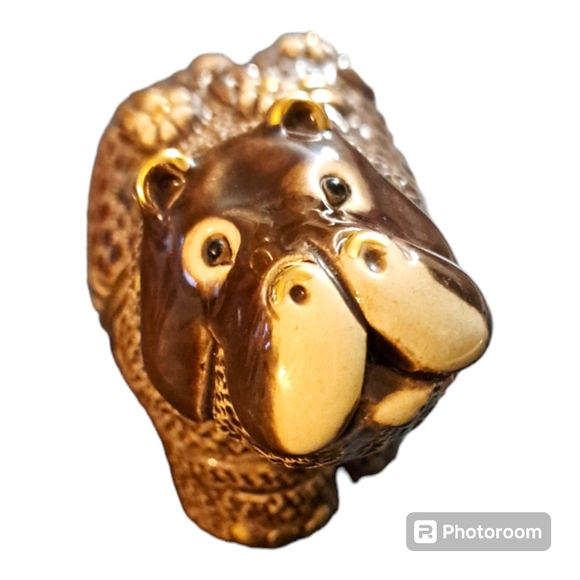 Artesania Rinconada De ROSA Hippo and 925 Hippo 24k gold trinket box retired